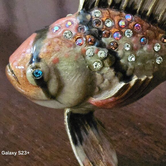 RARE JAY STRONGWATER GEOFFREY TROPICAL FISH GROTTO OCEAN CRYSTAL ENAMEL FIGURINE - Picture 10 of 12